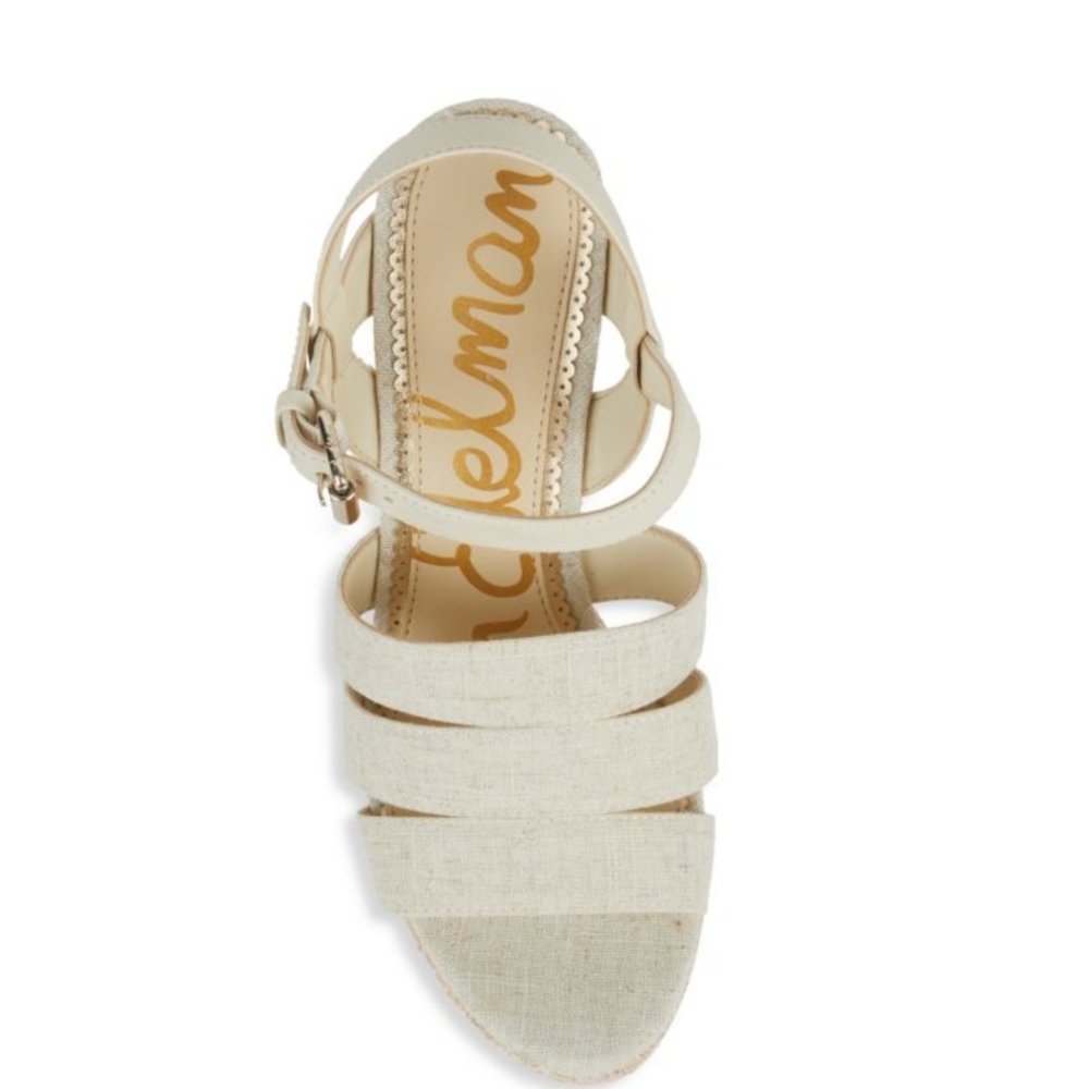 Sam Edelman Liora Strappy Platform Wedge Linen Summer Sandals Size 8.5 New w Box - Picture 3 of 8